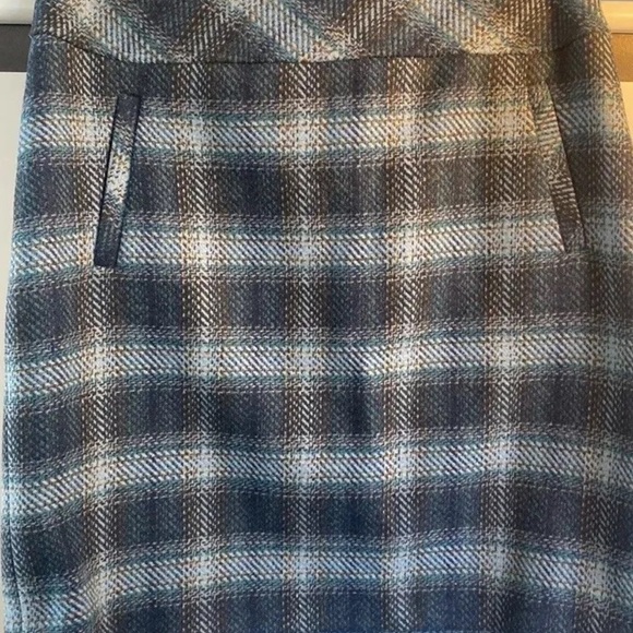 TALBOT WOOL/POLY  PLAID STRAIGHT SKIRT 6P BLUE PLAID ZIPPER  ABOVE KNEE LINED - Picture 1 of 11